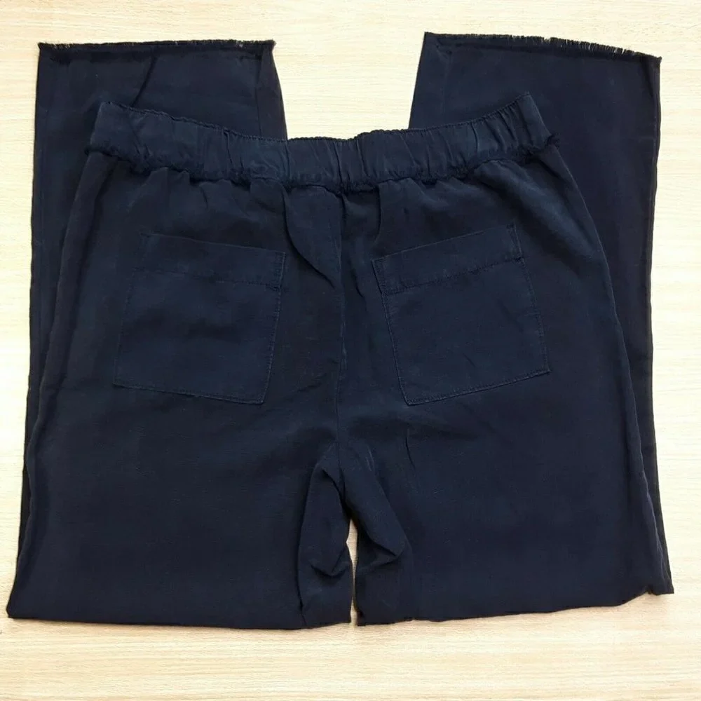 Loft Lyocel Linen Blend Navy NWT Raw Edge Pants - Picture 2 of 10